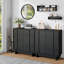 Buffet 1Pcs moderne avec panneau linéaire, armoire de rangement et armoire d'entrée avec tablettes réglables, parfait pour la salle à manger, la cuisine et le vestibule-2147097482
