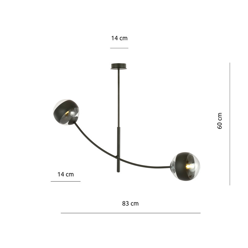 Rockmart 2 - Light Sputnik Chandelier, Transparent/Black