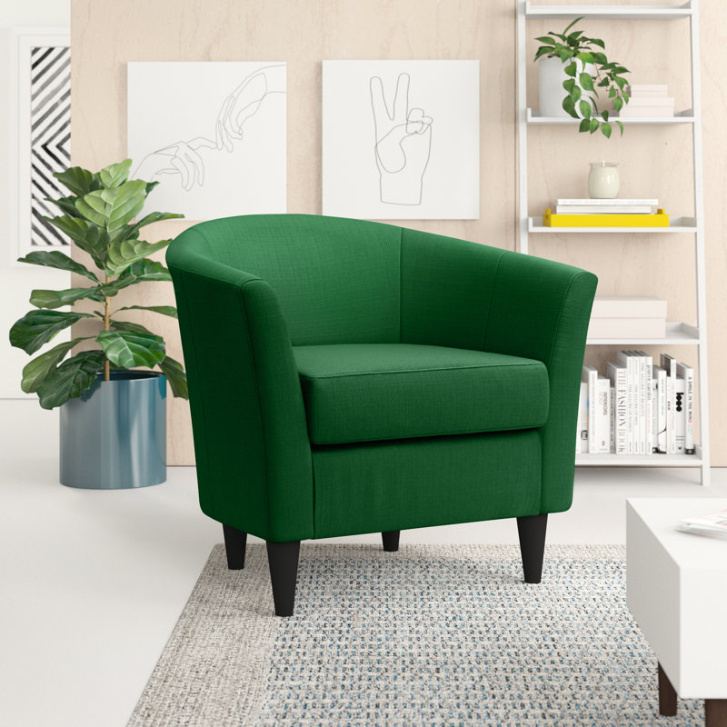 Fauteuil demi-tonneau l 31,5 po Kronos, Mélange de polyester vert émeraude, Noir