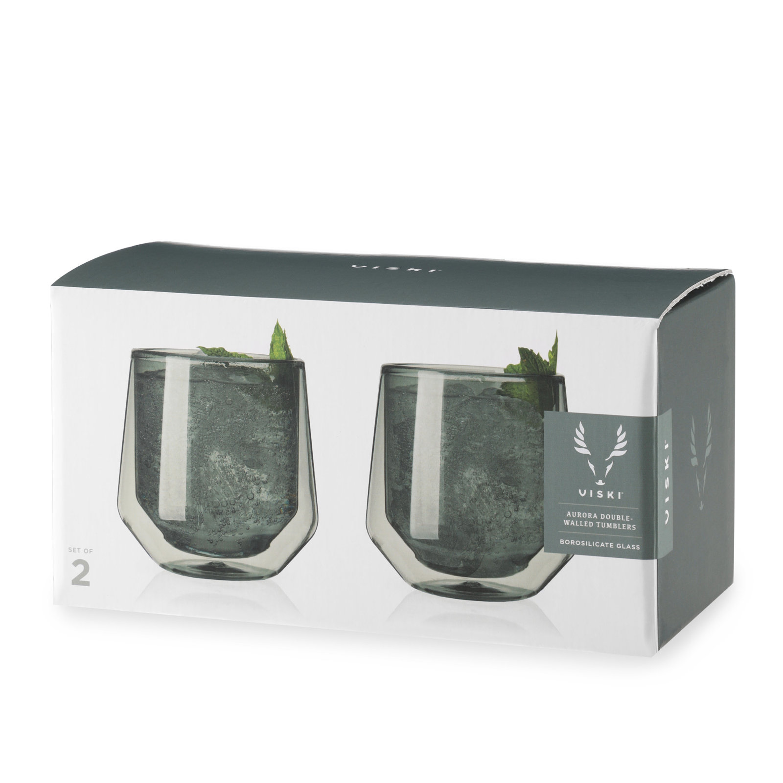 Aurora Double Wall Drinking Glass, Gray