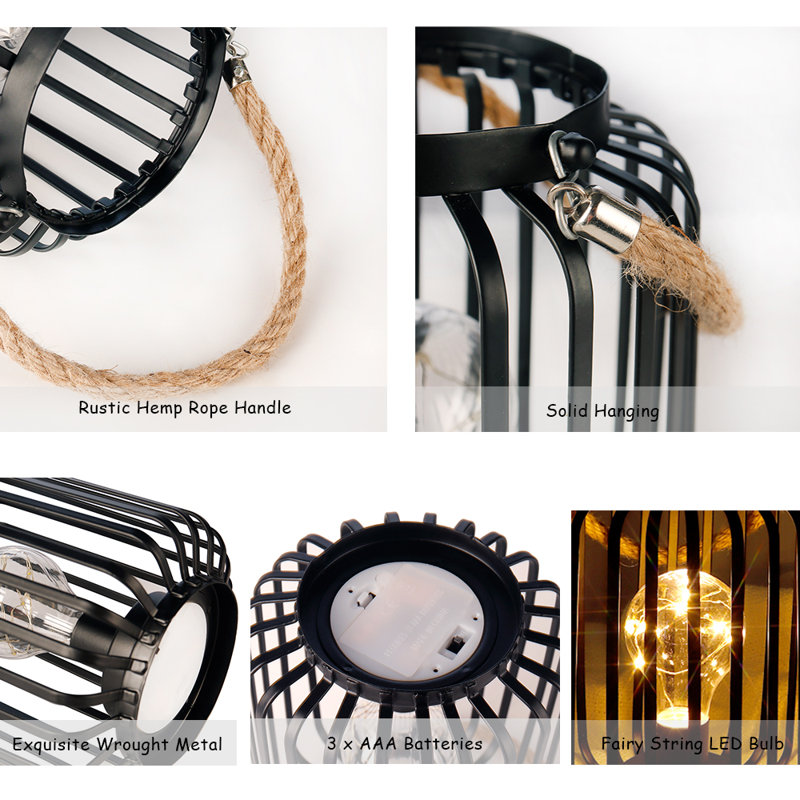 19cm High Metal Cage Decorative Lamp Battery Powered Light