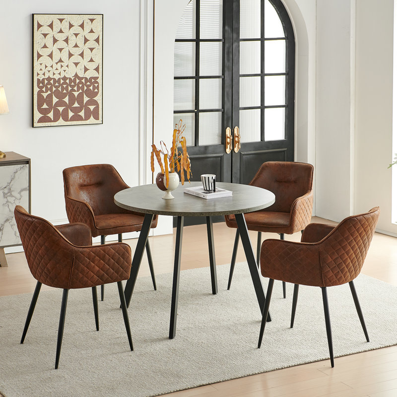 46cm H Upholstered Metal Armchair, Brown