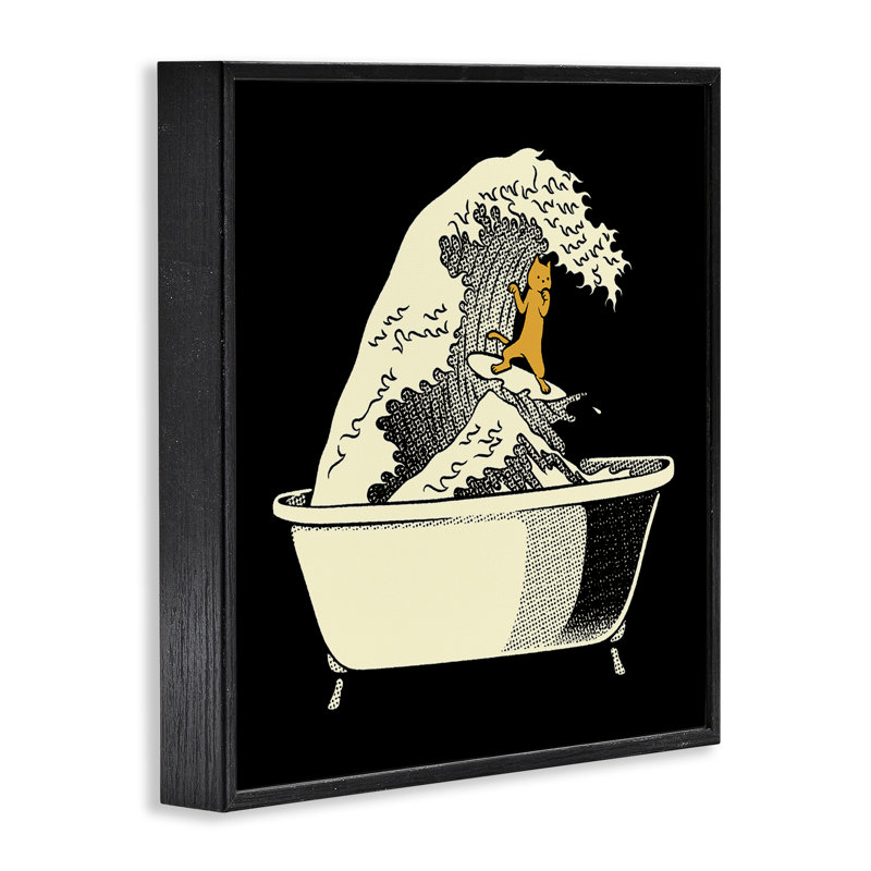 Giclée encadrée de chat Kanagawa, par Tobe Fonseca, Giclée noire de minuit encadrée, H 24 po x l 24 po
