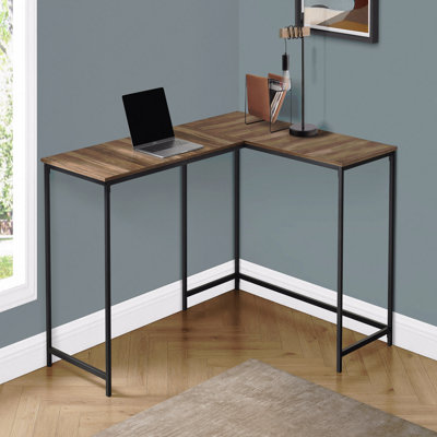 Computer Desk, Home Office, Corner, 58"L, L Shape, Work, Laptop, Brown Laminate, Black Metal, Contemporary, Modern