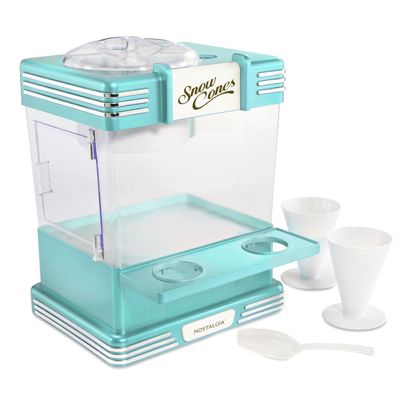 Aqua Stainless Steel Countertop Snow Cone Maker with Reusable Cones