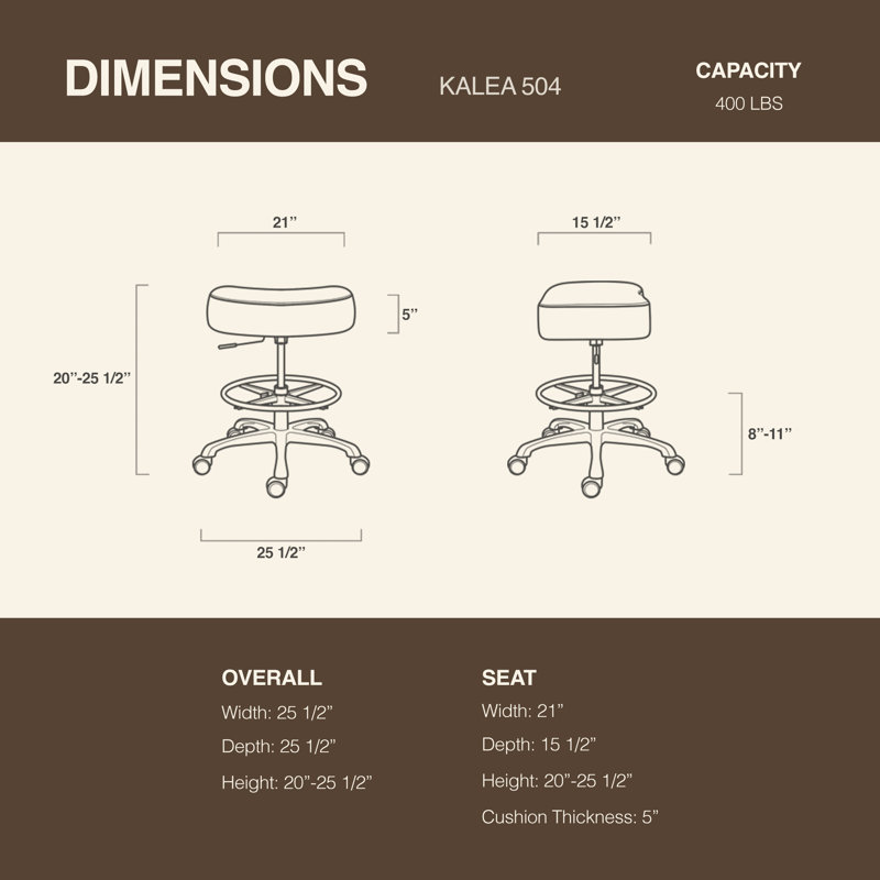 Tabouret pivotant pneumatique 504 Kalea avec anneau de pied réglable, Chrome, Noir