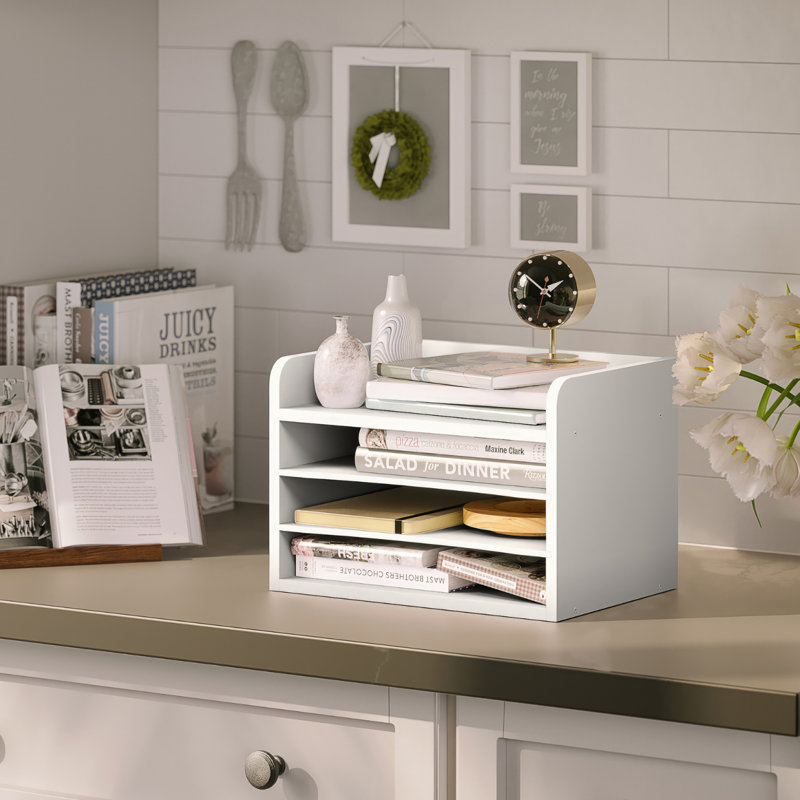 Reagan 4 Tier Open-Top Paper And File Organizer With Removable Shelves, White