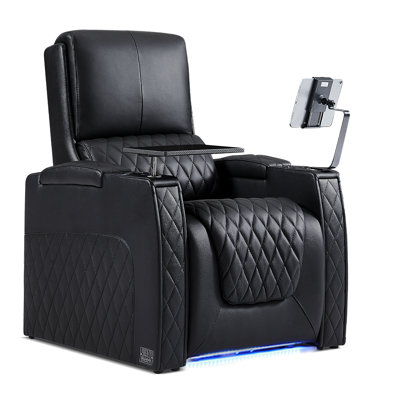 Haiylee Zero Gravity Home Theater Seating Top Grain Leather Recliner Sofa Power Headrest Footrest by Wildon Home