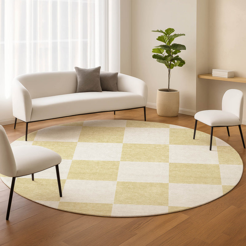 Machine Washable Indoor/Outdoor Chantille ACN2345 Geometric Rug, Round 8'
