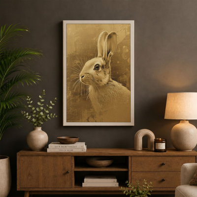 Rabbit in Profile Boho - Wrapped Canvas