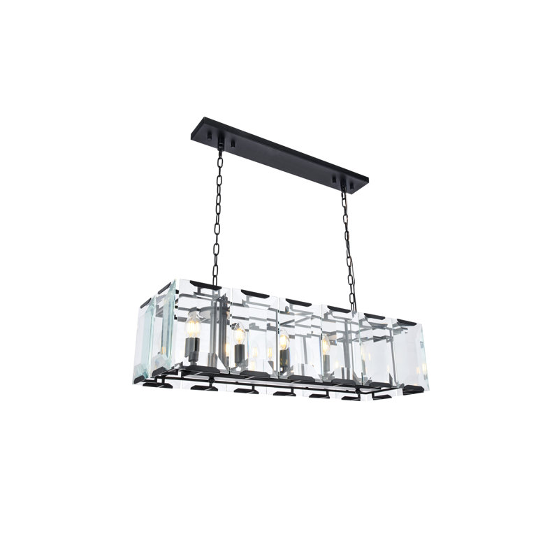 Fouke 12 - Light Kitchen Island Pendant, 12'' H x 40'' W x 13'' D, Flat Black Matte