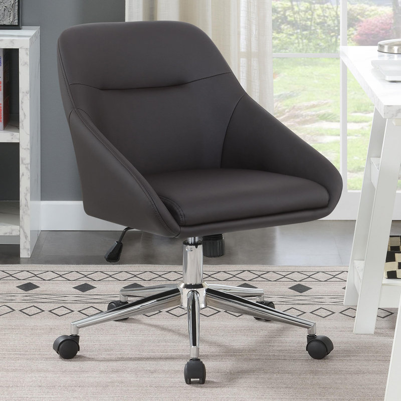 Upholstered Adjustable Home Office Desk Chair, Brown