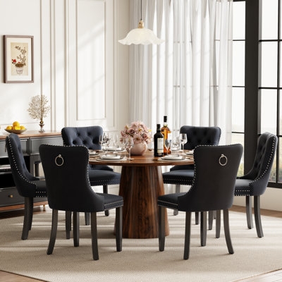 Ensemble de table de salle à manger ronde avec 4 chaises capitonnées rembourrées, ensemble de table de salle à manger de style Mid-Century pour coin-repas de cuisine