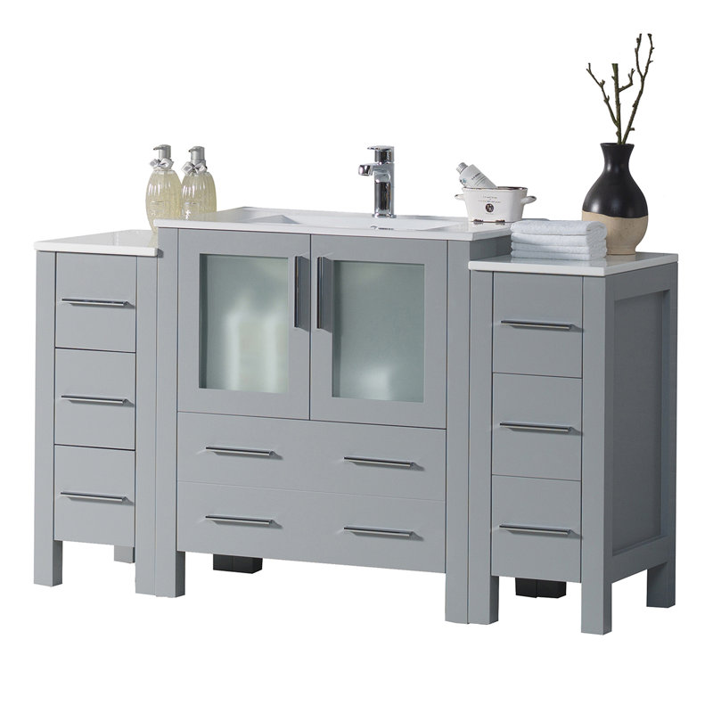 54'' Single Bathroom Vanity with Sink, Metal Gray