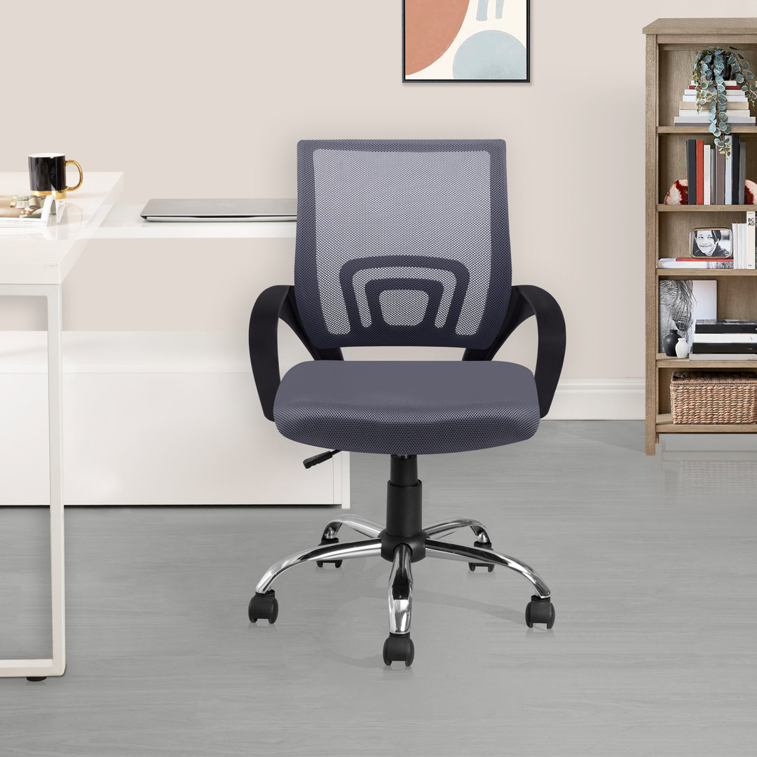 Kryztal Mesh Office Chair, Height Adjustable Desk Chair, Ergonomic Swivel Small Desk Chair with Armrest, Office Chair with Lumbar Support Inbox Zero Upholstery 