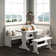 Heartlynn Classic Mahogany Finish Wooden Breakfast Nook With Hidden Storage Includes Corner Bench Dining Table And Bench