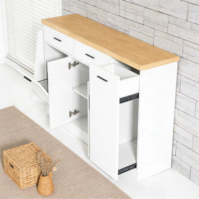 Multi-Functional Storage Sideboard,Kitchen Island Table, White