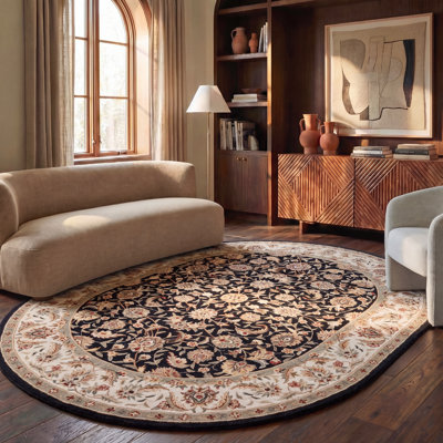 Helena Oriental Hand Hooked Wool Green/Black Area Rug