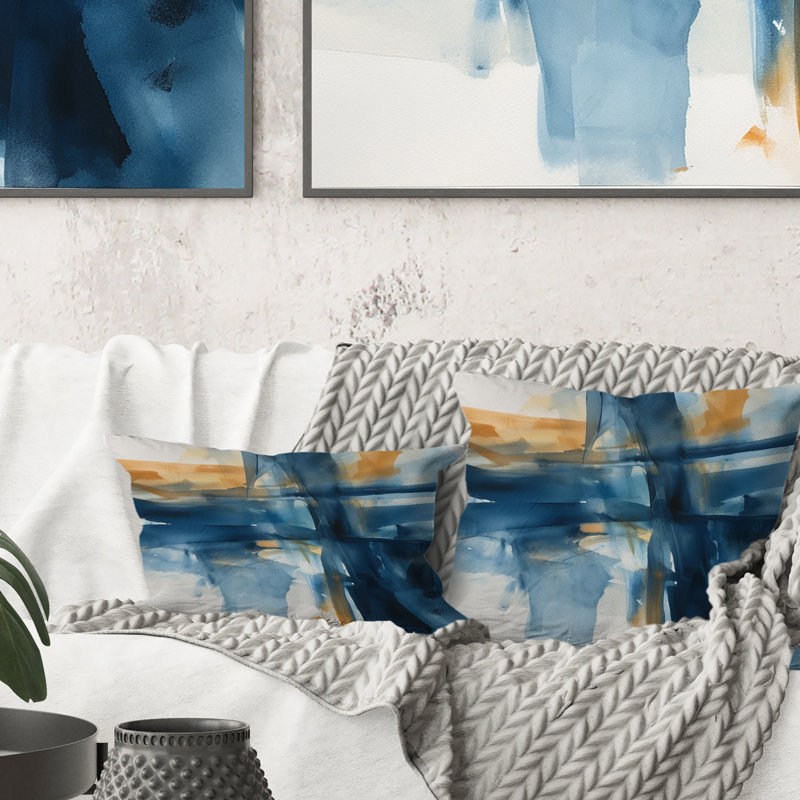 Coussin bleu et doré Fusion VIII - Fractals