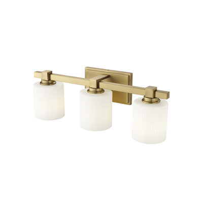 Millennium Lighting  3 Light Vanity in  Vintage Brass with Opal Ribbed Glass Shade