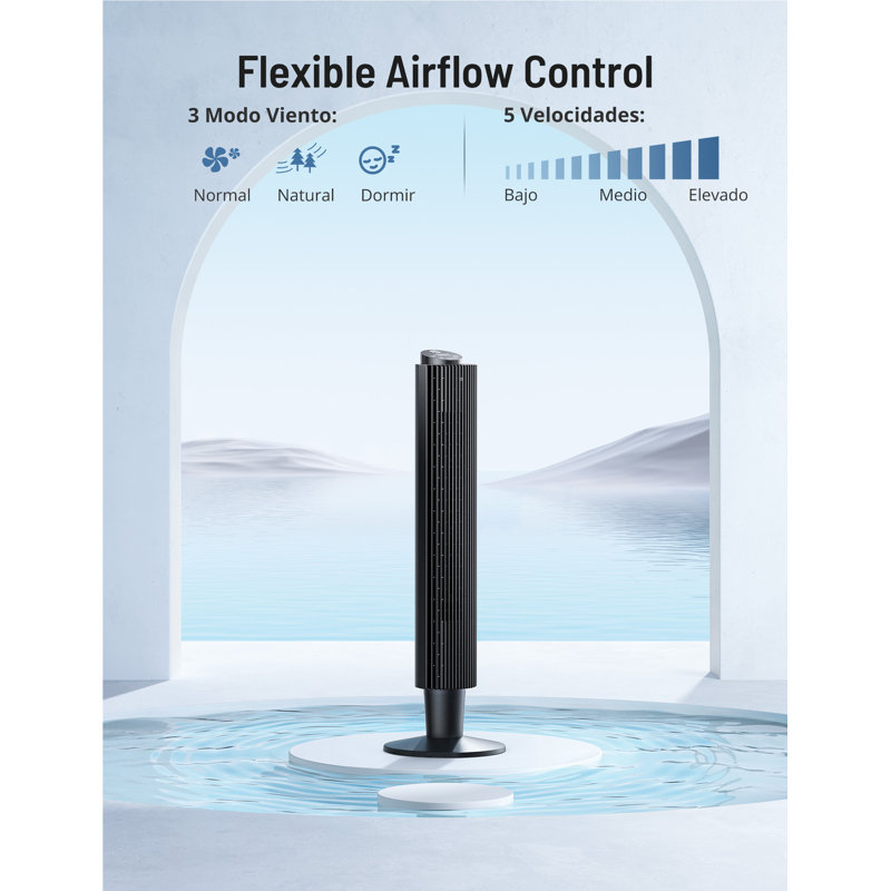 Paris-Rhône Tower Fan With Remote,42” Or 36” Height Adjustable,90° Oscillating Tower Fan With 5 Fan Speeds,Sleep Mode,12h On/off Timer