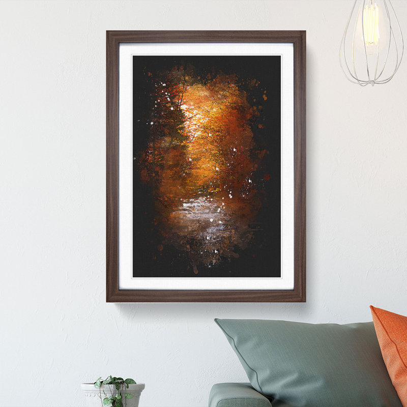 The Woodland Stream - Framed Print, 45cm H x 33cm W x 2cm D, Walnut Framed
