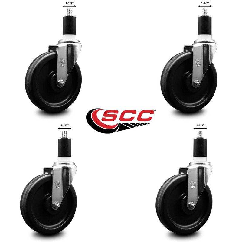 Phenolic Wheel Swivel 1-1/2 Inch Expanding Stem Caster Set SCC
