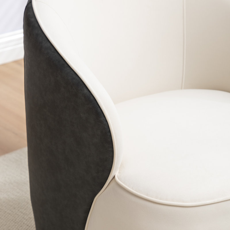 Fauteuil demi-tonneau pivotant en velours Stith, Velours noir