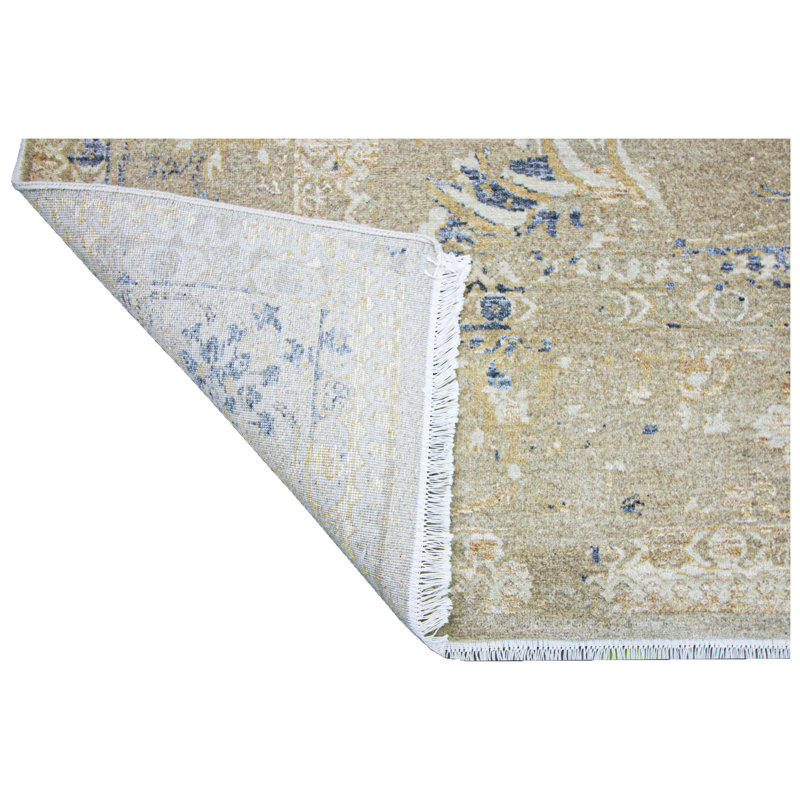 Tapis naturel et multicolore de haute qualité noué à la main, Rectangle 6 pi x 9 pi