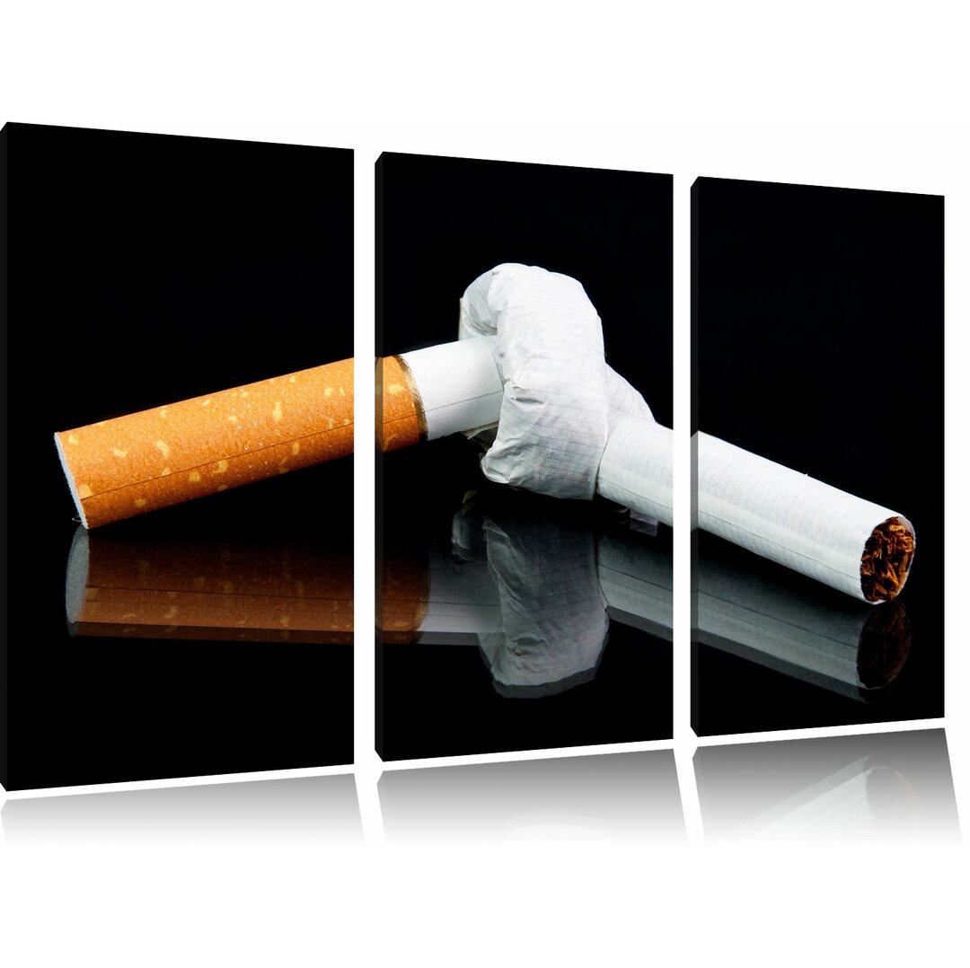 3-tlg. Leinwandbilder-Set „Zigarette mit Knoten Don't Smoke“, Fotodruck