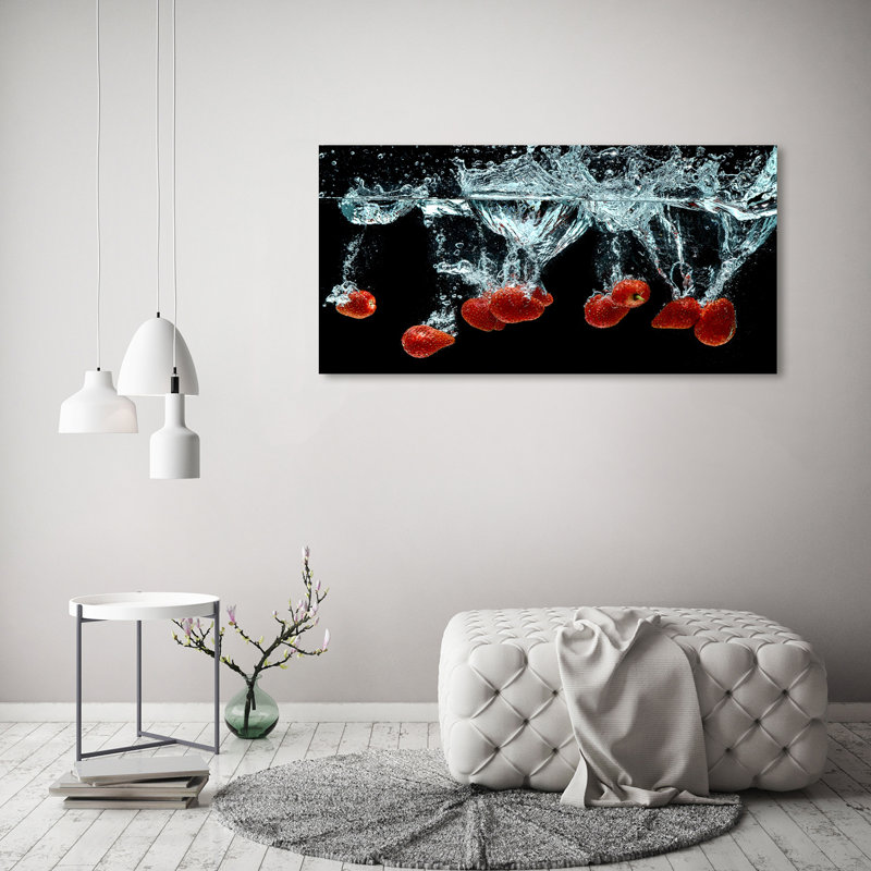 Strawberries Under Water - Wrapped Canvas Print