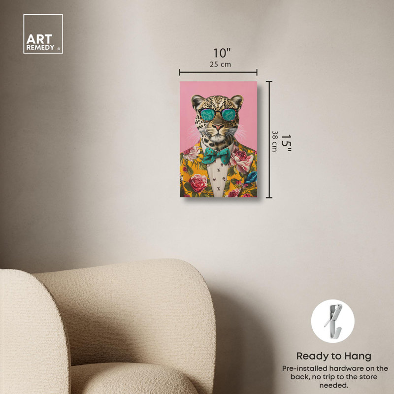 Art raffiné Roar I, toile rose pop, H 15 po x l 10 po, Toile tendue