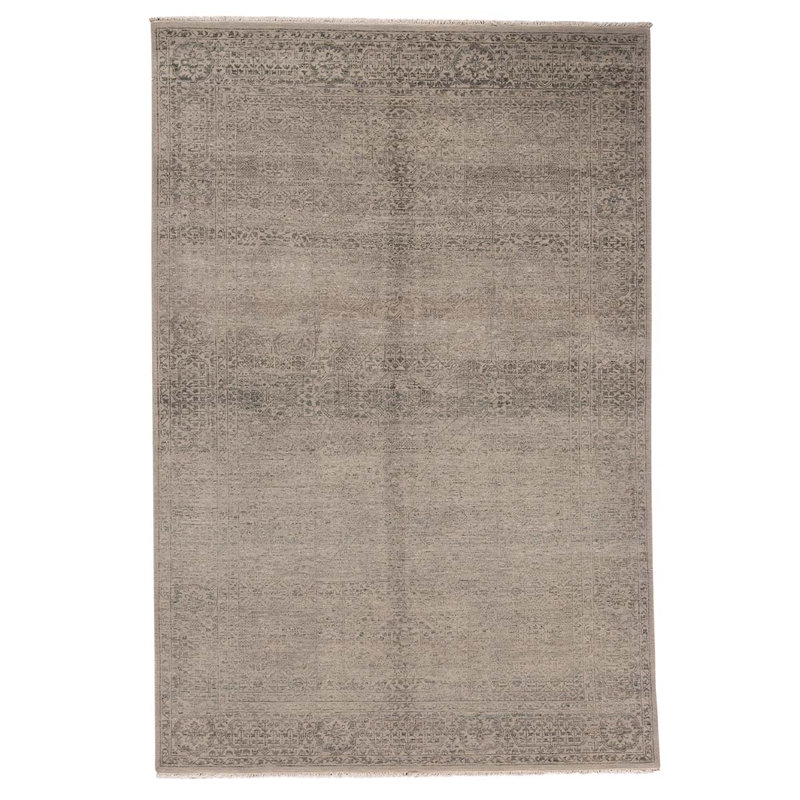 Tapis gris / brun noué à la main de qualité unique en son genre