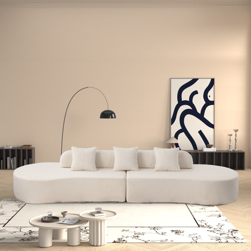 Canapé modulaire 2 pièces sans assemblage Dervil, Polyester beige
