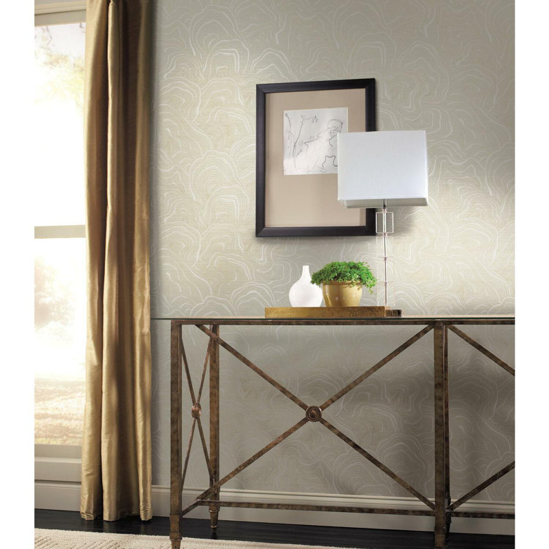 Geodes Abstract Metallic Wallpaper Double Roll, Cream