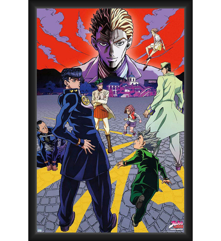 ACHETER DE L'ART POUR MOINS Sous licence officielle de JoJo's Bizarre Adventure - Diamant incassable - affiche d'art encadrée - 24 x 36 po - Cadre en bois d'ingénierie robuste avec verre plexi - prêt à être accroché