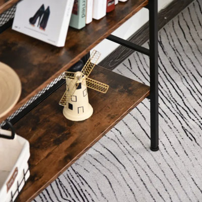 Black Industrial 3-Tier Metal Wood Console Table