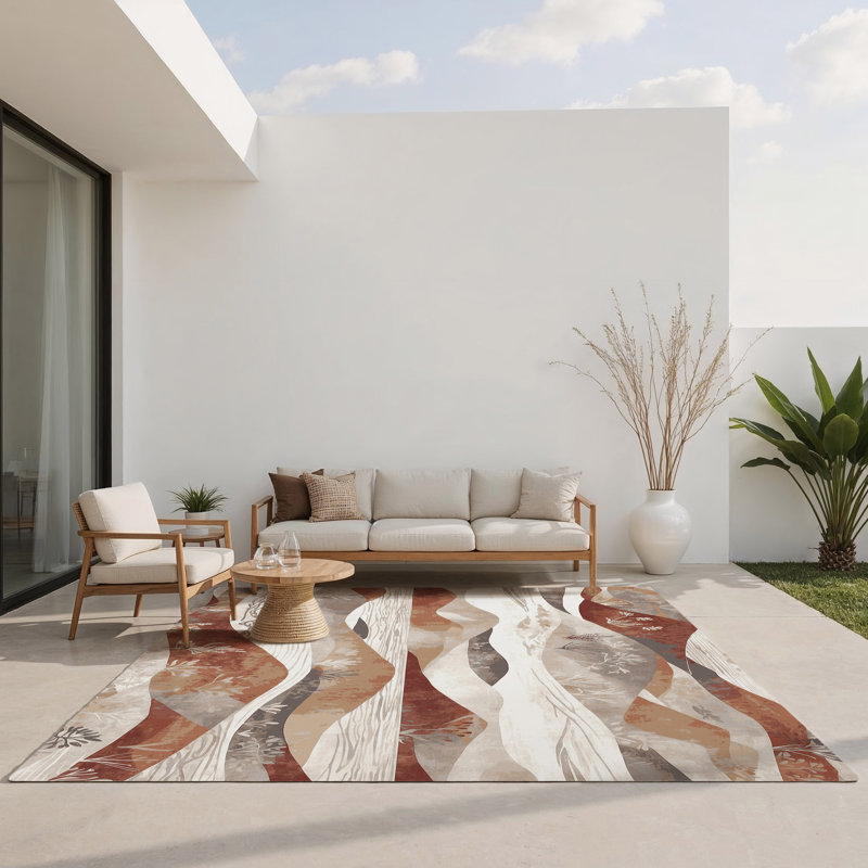 Sunset Flow Indoor And Outdoor Area Rug, Rectangle 5' x 7'