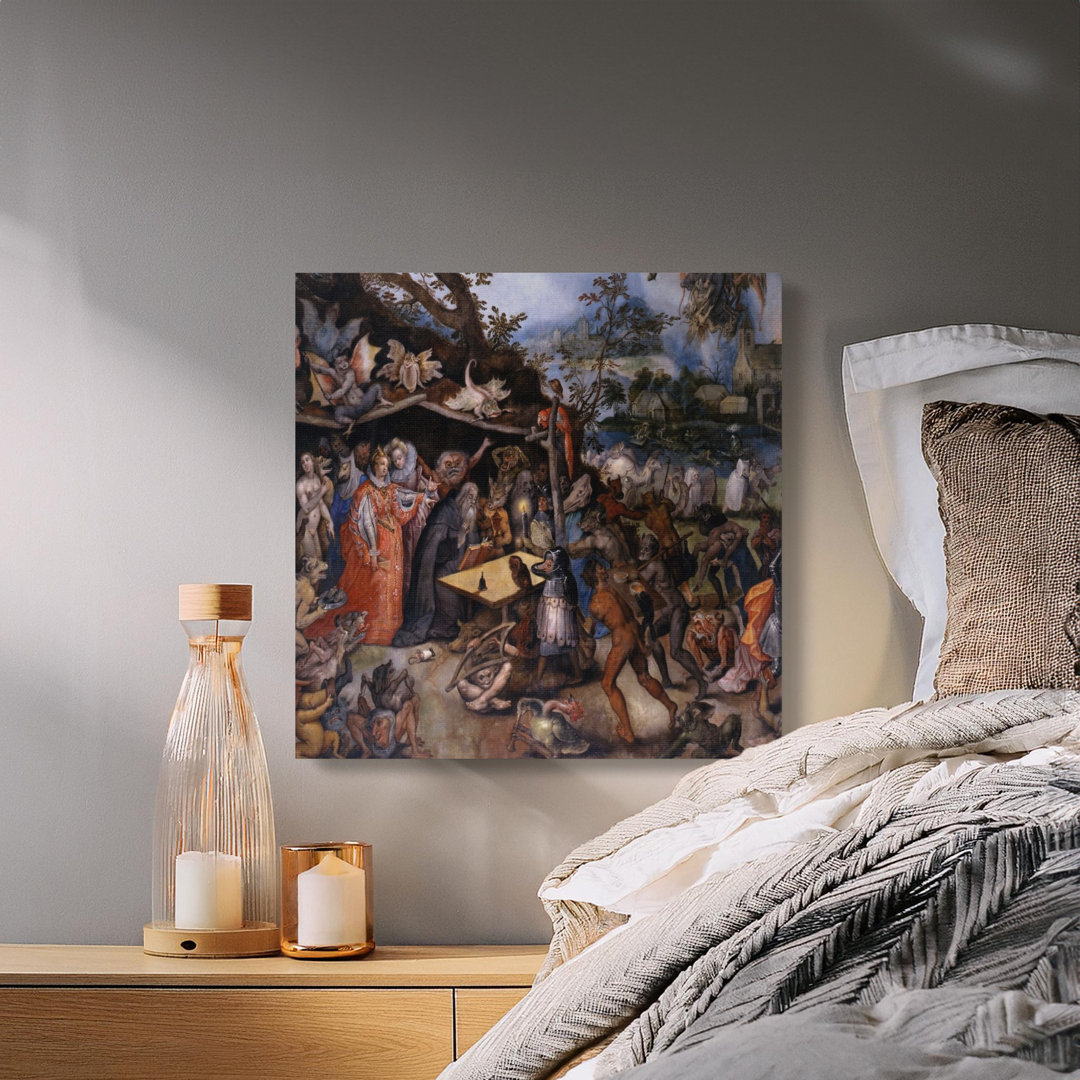 Hieronymus Bosch Style Renaissance Temptation Canvas Print | Dark Academia Gothic Wall Art | Surreal Old Master Painting Reproduction for