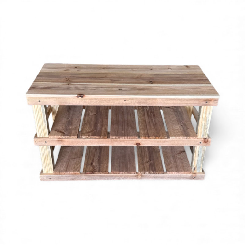 8 Pair Solid Wood Shoe Storage Bench, Natural