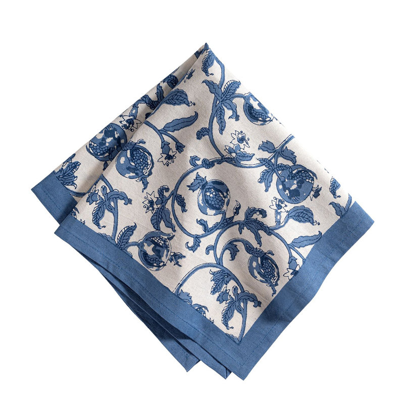 Granada Blue 100% Cotton Square Napkins, Blue