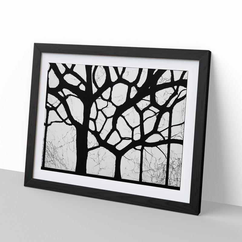 Artsy Trees - Single Picture Frame Print, Black, 46cm H x 64cm W