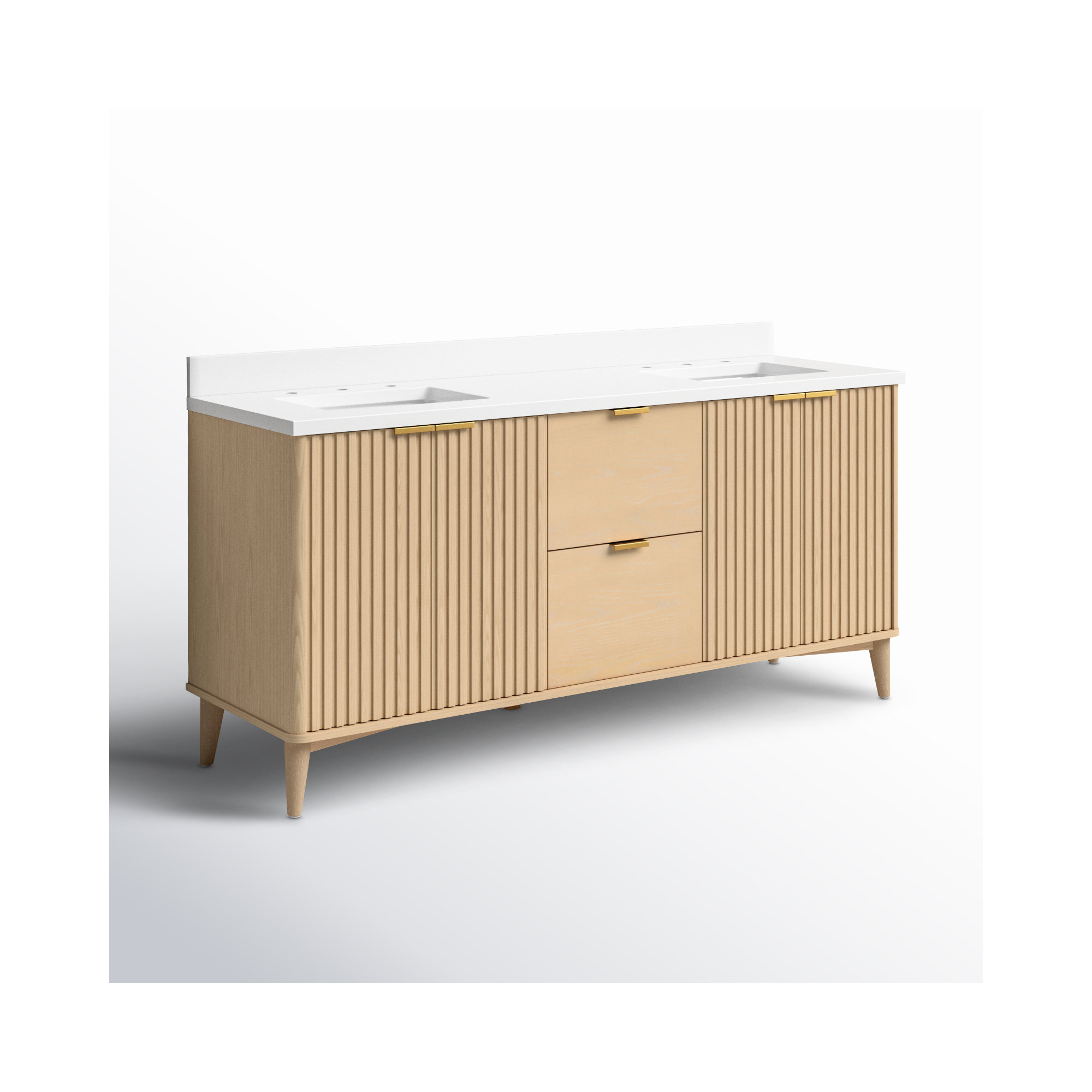Trotta 72 in. Double Sink Bathroom Vanity, Rustic Ash