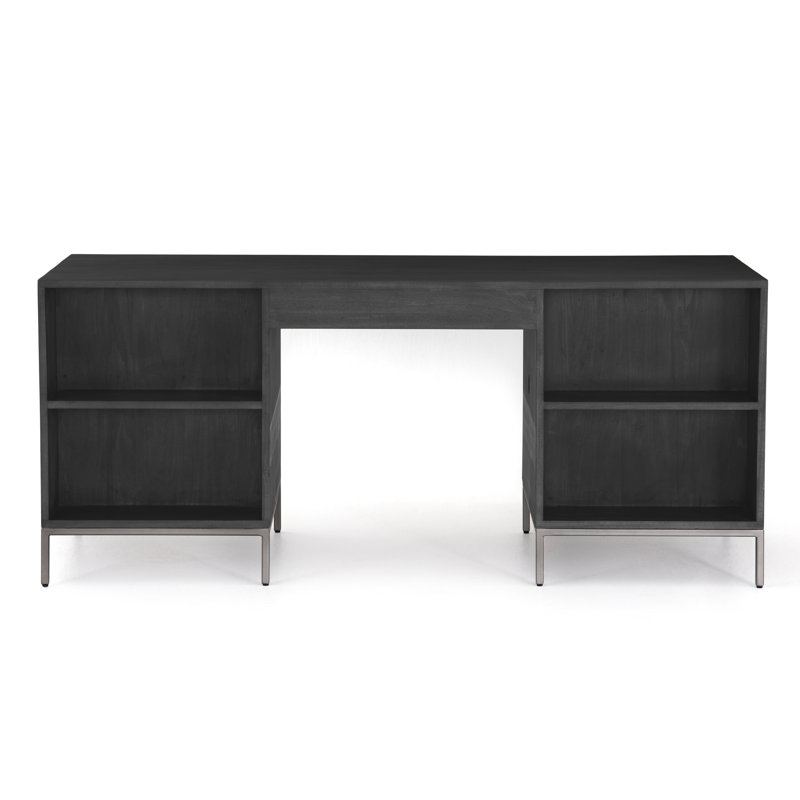 Trey Solid Wood Executive Desk, Black Wash Poplar