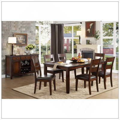 Cherry Finish Transitional 1Pc Dining Table With Extension Leaf Mango Veneer Wood Dining Furniture