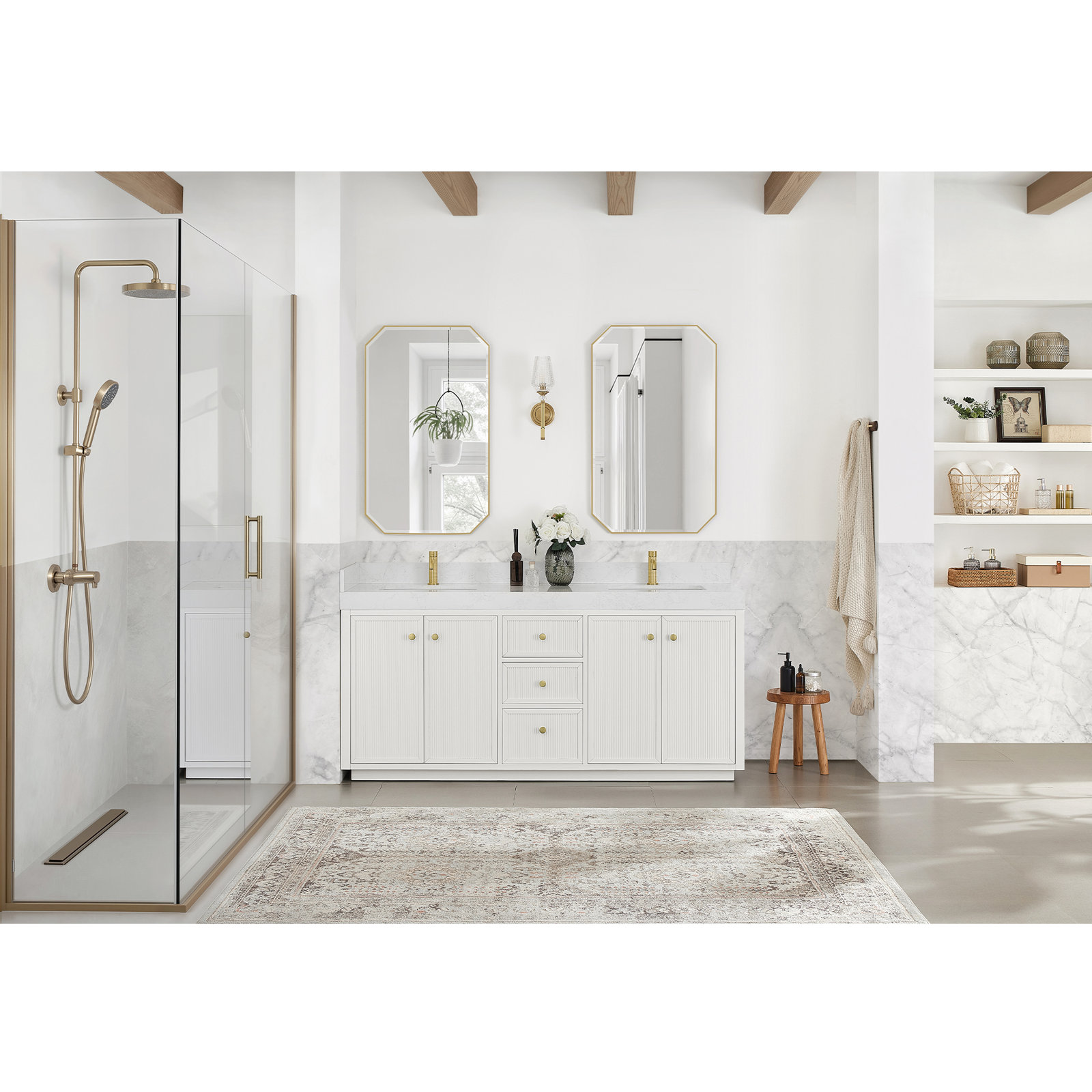 Thea 72" Double Bathroom Vanity, White