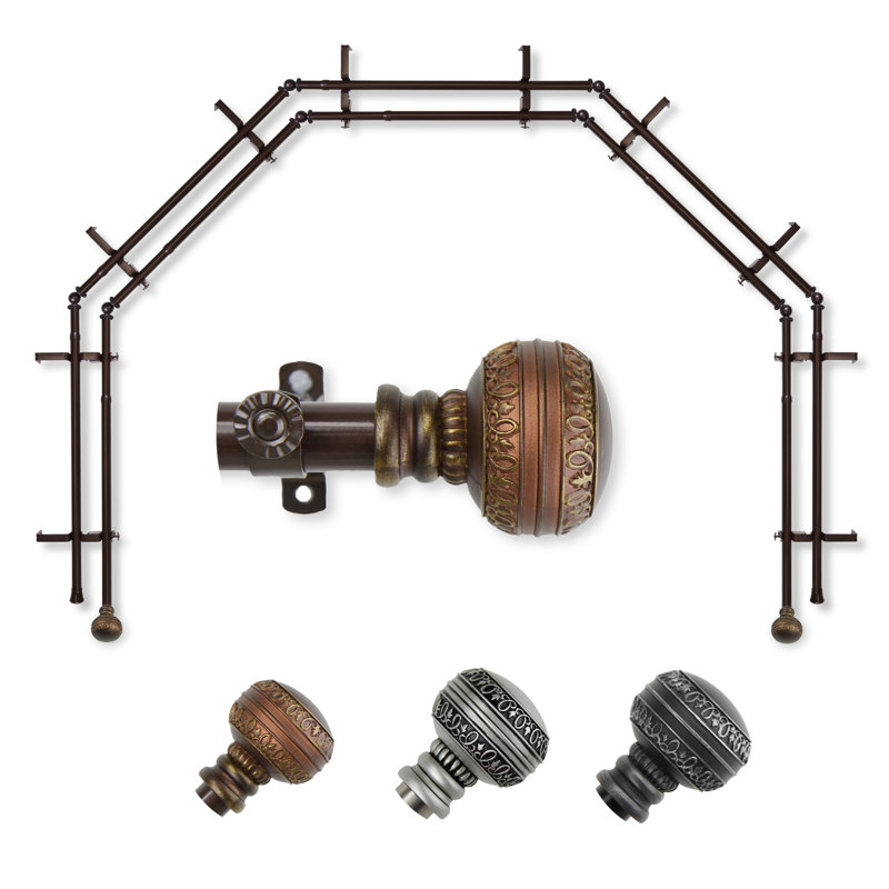 Tringle à rideaux double vitrage 5 côtés Ornament 13/16, Cacao
