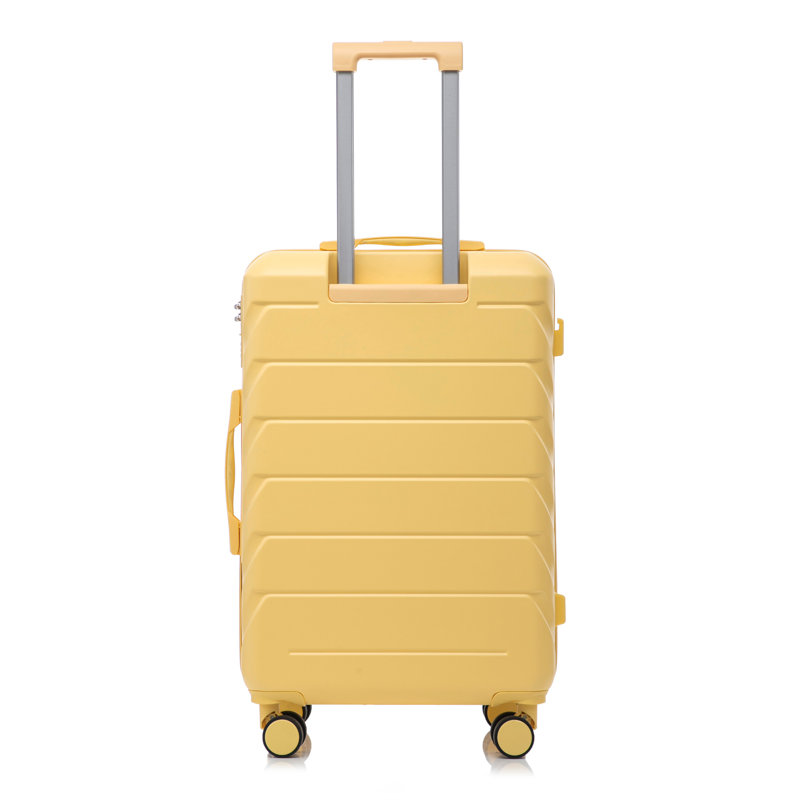 Grand bagage à carreaux en plastique dur 28 pouces ABS - Surface résistante aux égratignures Quatre roues multidirectionnelles, avec serrure à combinaison et crochets latéraux. (Jaune)