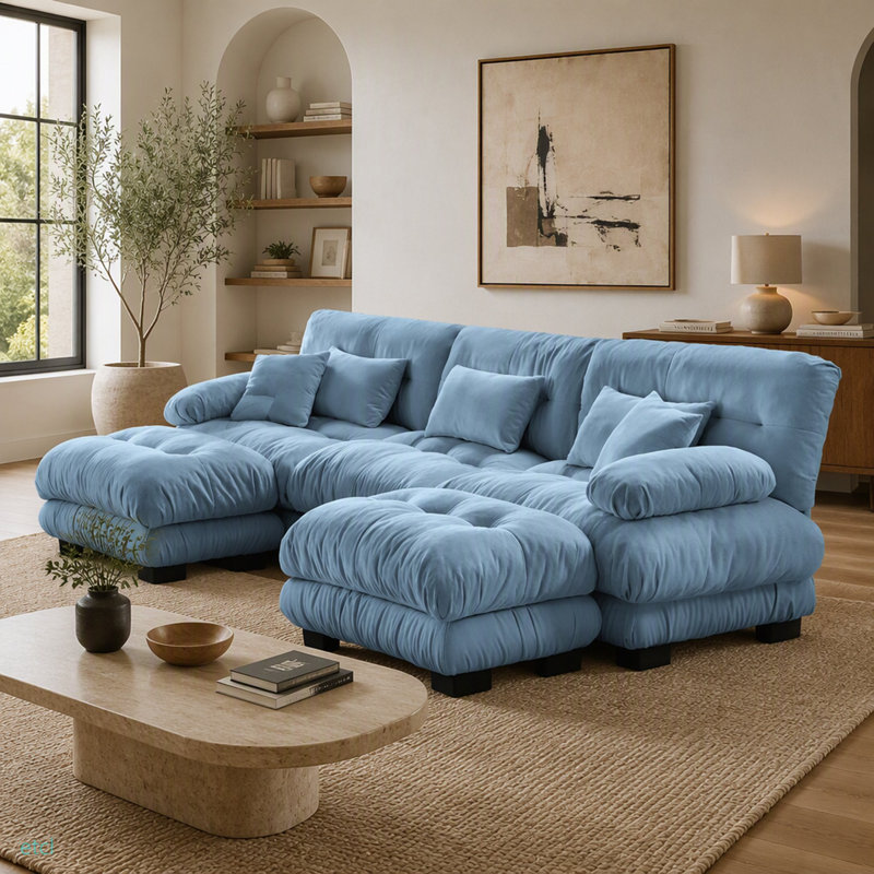 Canapé modulaire Luxury Luxury, Chenille bleu