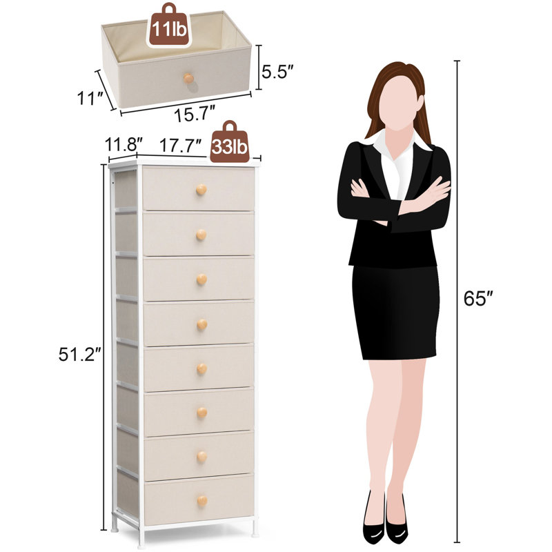 Rangement à 8 tiroirs, beige, Beige